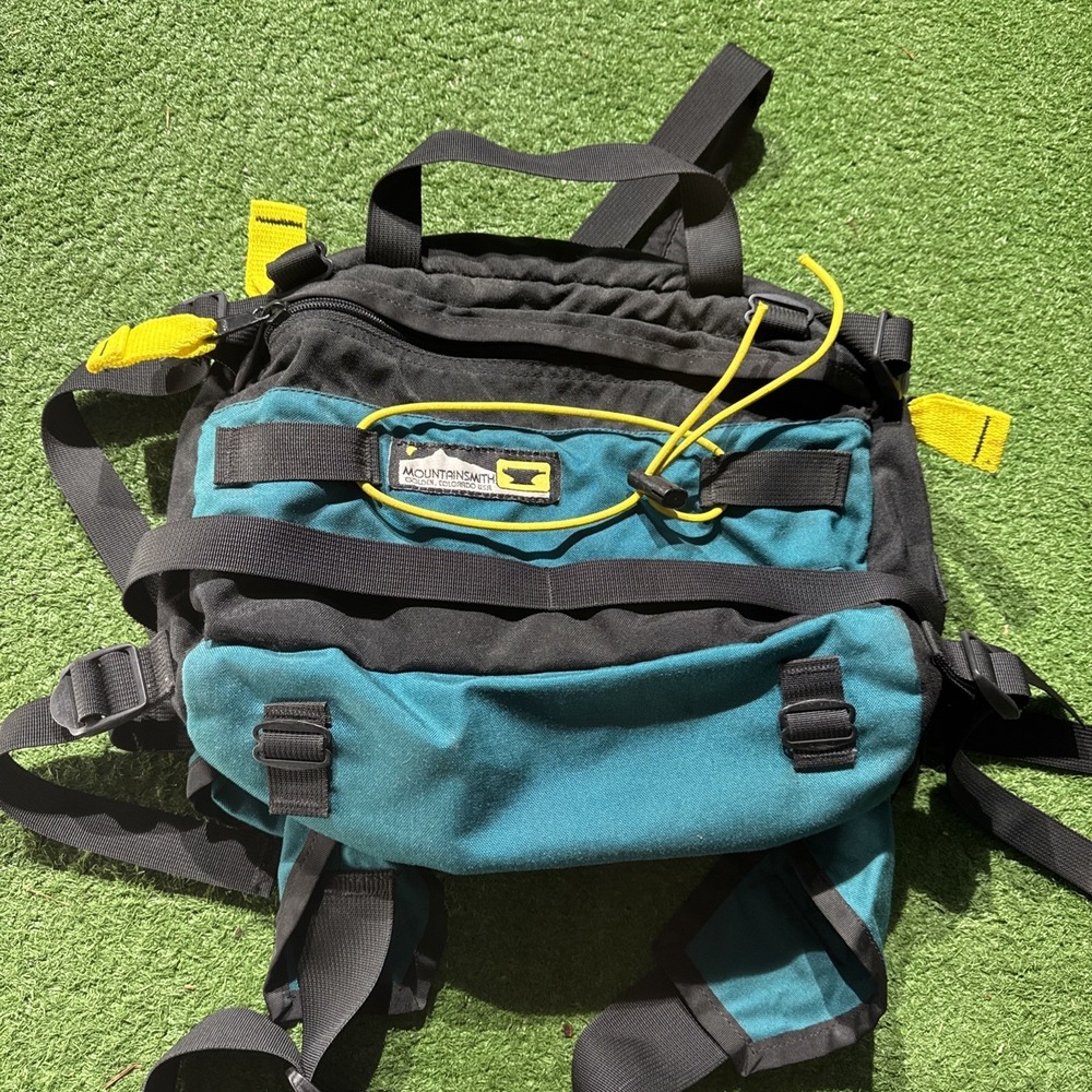 Mountainsmith Tour Pack Lumbar Waist Hiking Travel Bag Black Teal Yellow